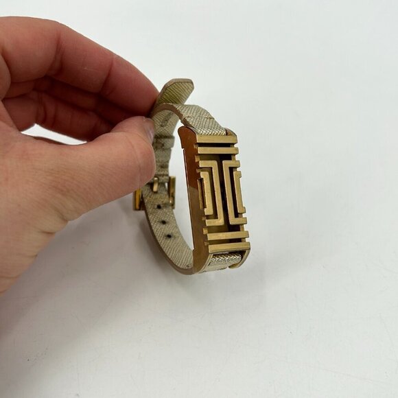 TORY BURCH Gold Tone Metallic Fitbit Holder Leather Wrap Bracelet - Picture 9 of 10